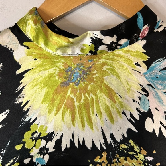 Zara Black Floral Printed Gathered Long Sleeve Mini Dress 7969/257/330 - Picture 7 of 11